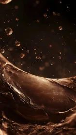 Molten cocoa wave cradles sparkling droplets in velvet dusk.