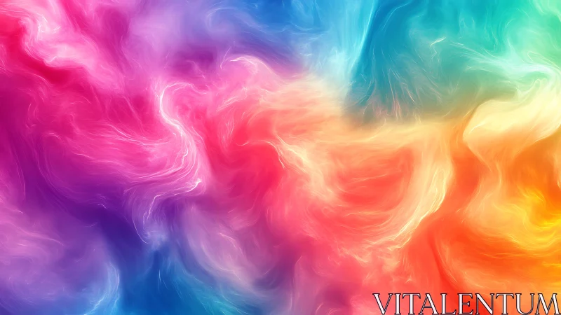 Radiant rainbow swirls drift softly through glowing color clouds