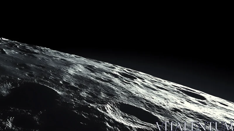 Lunar surface with craters under stark directional lighting.