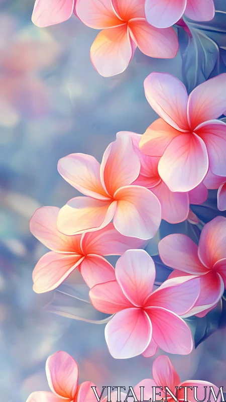 Gradient-Rendered Plumeria Cluster with Radial Color Transitions and Atmospheric Blur