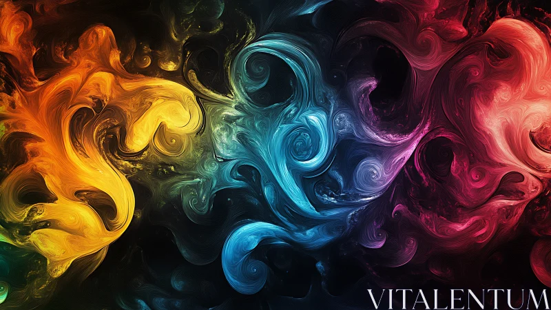 Swirling multicolor abstract waves in vivid fluid motion.