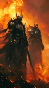 Infernal warlords in obsidian armor within molten inferno.