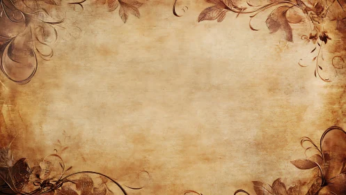 Vintage parchment background with floral corner ornaments.