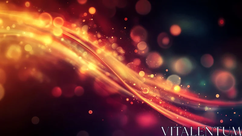 Digital painting of luminous flowing bokeh light waves.