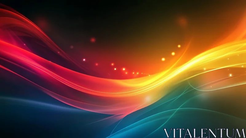 Vibrant light waves stream across dark gradient field.