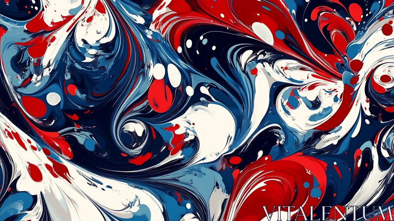 Colorful red, white, and blue swirls in playful motion.