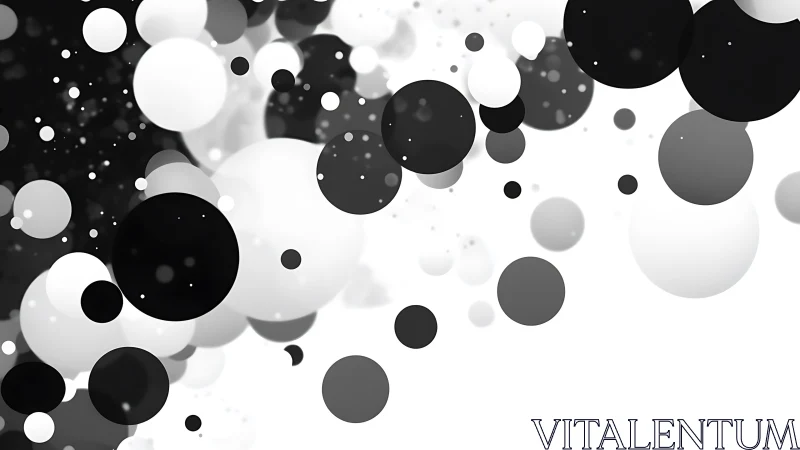 Monochrome overlapping bokeh spheres in gradient depth field