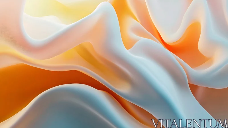 Silken gradients in flowing pastel orange and cyan folds.