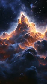 Celestial storm cloud spire with incandescent cosmic lighting.