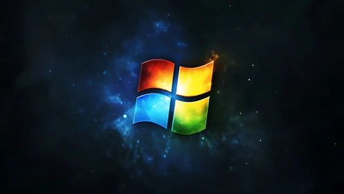 Glowing window emblem floating in a dreamy cosmic night.