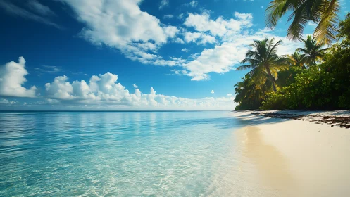 Tropical Lagoon with Crystalline Waters and Palm-Fringed Coastline