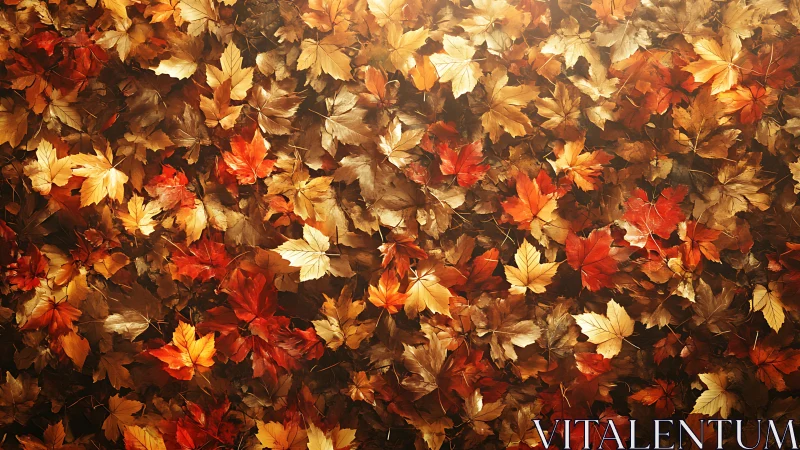 Dense surface of overlapping dry autumn maple leaves.