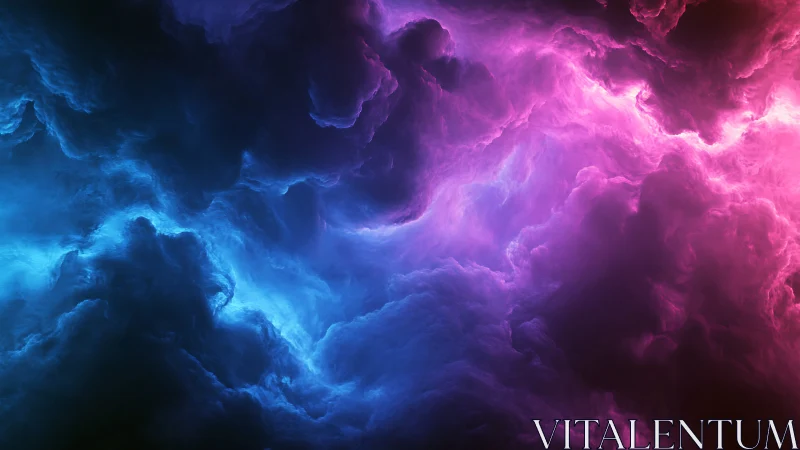 Nebula cloudscape with glowing blue and magenta storm light.