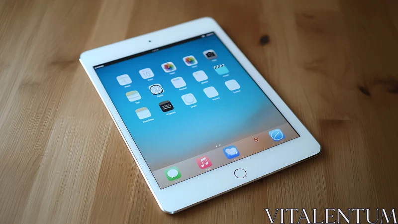 White iPad Mini on Wood Surface