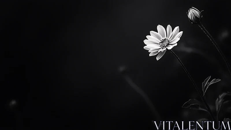 Delicate Flower Blooming in Darkness and Light