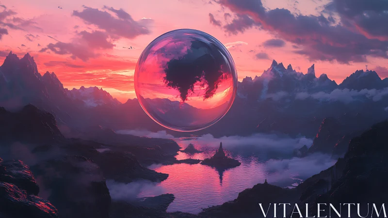 Orb of the Rose-Tide Sky above dream-forged fjordlands.