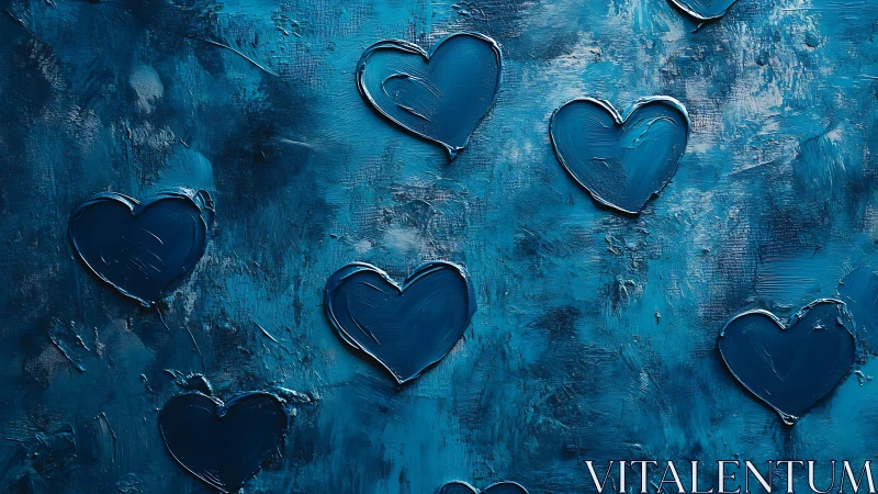 Dimensional Hearts: Metallic Topography on Deep Teal Canvas.