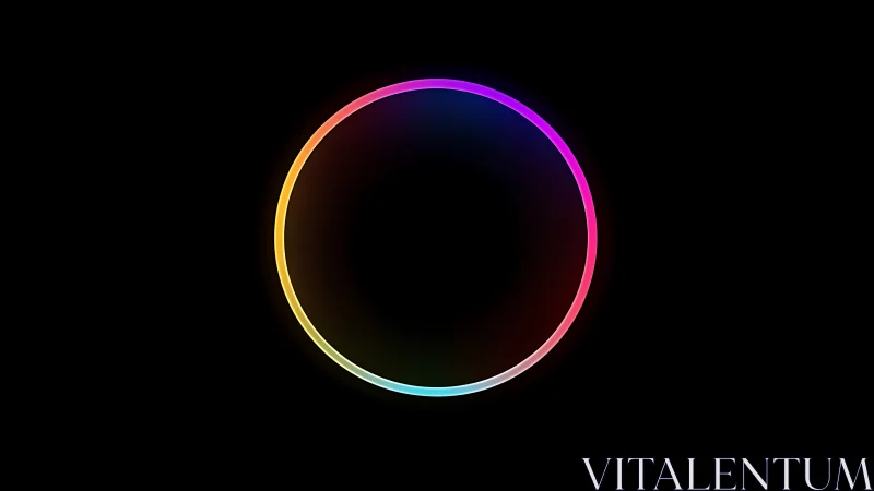 Chromatic gradient ring on deep black negative space field.