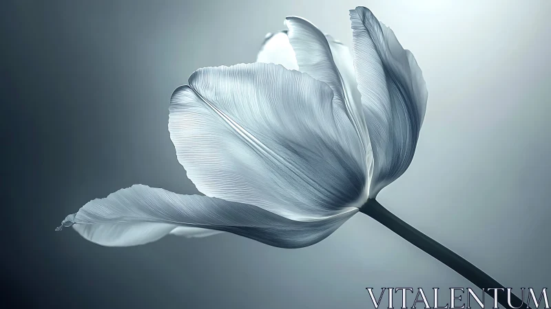 Monochromatic Tulip: Delicate Petals Against Luminous Background