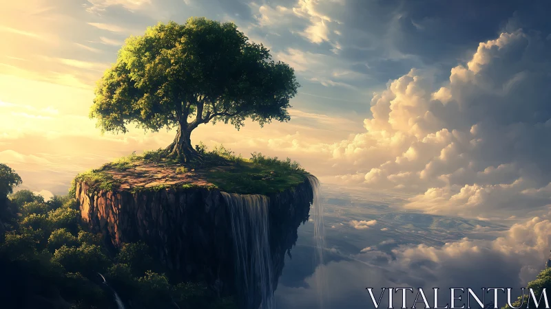 Solitary Tree Crowning Sky Island's Emerald Realm.