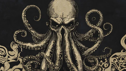 Octopus-like eldritch creature with curling tentacles.