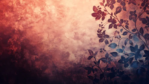 Digital floral silhouette on textured warm gradient field.
