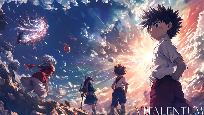 Skybound heroes steal sunset thunder on a shattered horizon