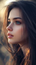 Digital portrait profile with soft sunset rim light.