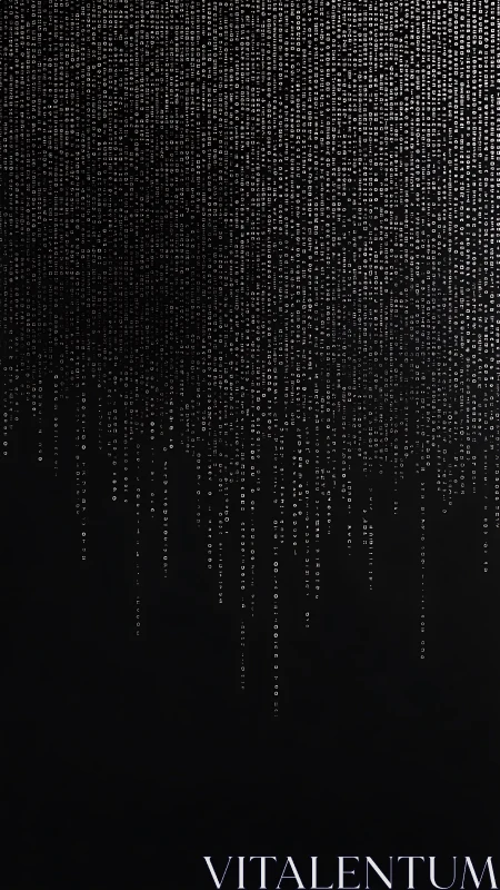 Falling binary code descends into a deep digital void