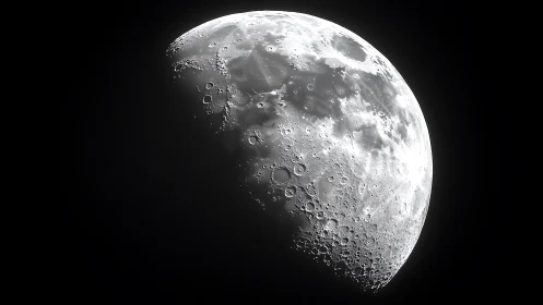 Moonlit craters in quiet glow of a half-lit night sky.