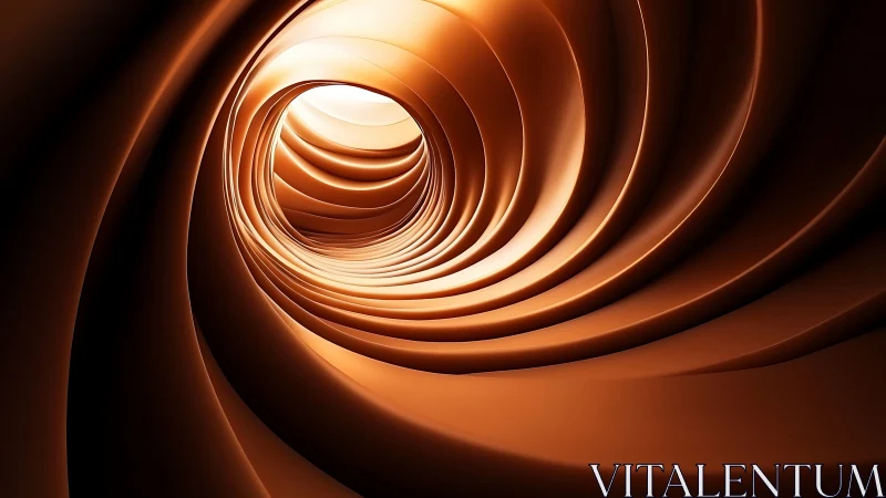 Curved metallic tunnel structure forms concentric layered passage