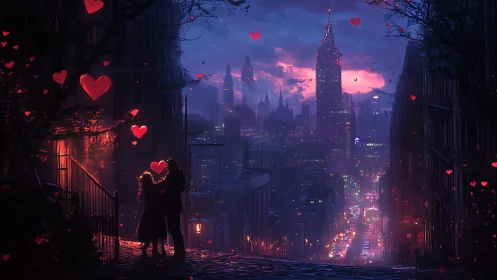Midnight Romance Above Neon Skylines.