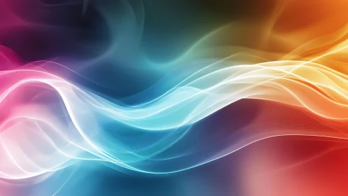 Colorful light waves flow across vibrant gradient background