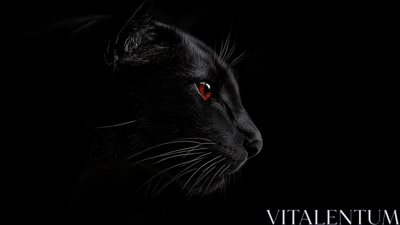 Obsidian Feline: Portrait of Mystery in Ember Eyes.