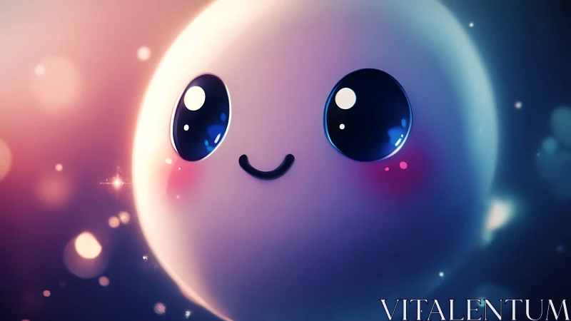Gentle glowing moon friend with big sparkling eyes.
