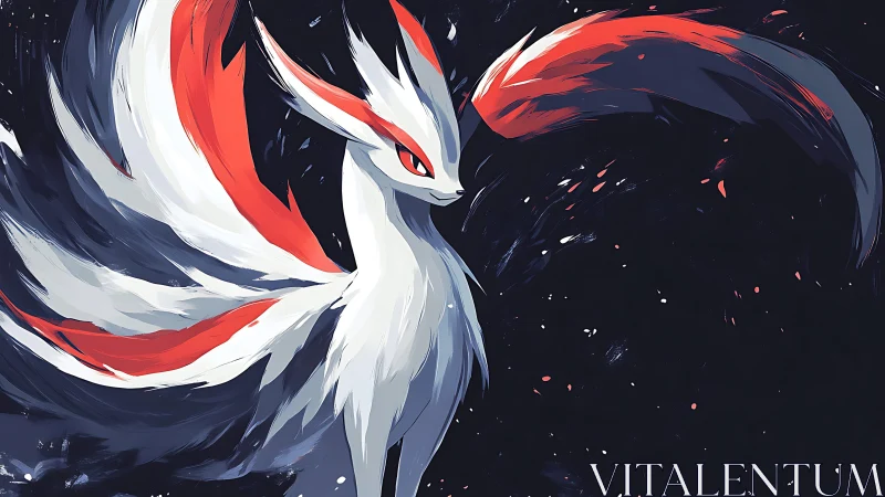 Dynamic vulpine spirit rendered with high-contrast brushwork and motion