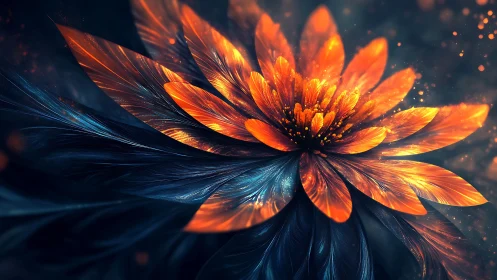 Digital painting of luminous ember blossom with radial petals.