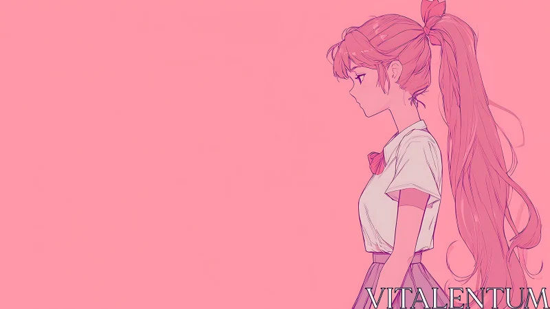 Soft daydreams in pink with a long-haired anime girl.