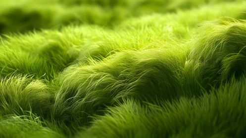 Lush Green Grass Close-Up with Soft Sunlight, Nature Photography.