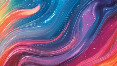 Chromatic fluid waves form a luminous abstract spectral field