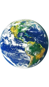 Earth view centered on Americas with vivid land and sea.