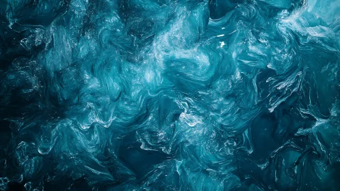 Macro fluid dynamics study in teal turbulent liquid motion