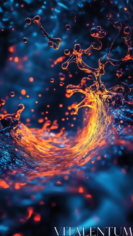 3D fluid vortex abstraction with luminous thermal contrast.