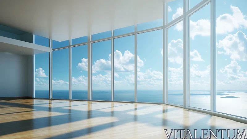 Sunlit oceanfront interior embraces vast panoramic views