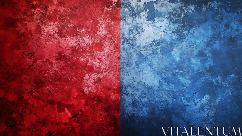 Color duet of red and blue in textured abstract harmony.