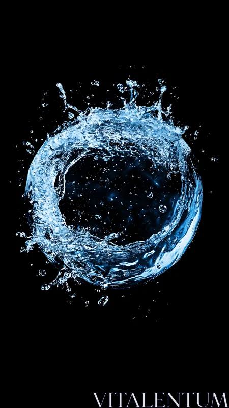 Hydrodynamic toroidal splash with high-speed fluid dynamics.