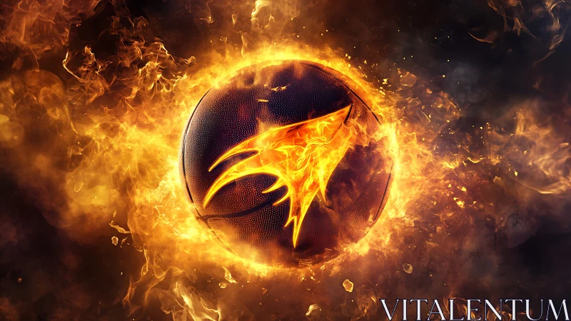 Blazing phoenix emblem ignites a roaring cosmic basketball.