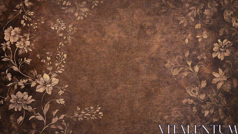 Vintage floral borders on distressed brown canvas background.