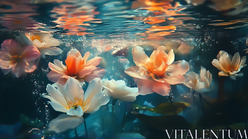 Underwater Floral Composition with Translucent Petals