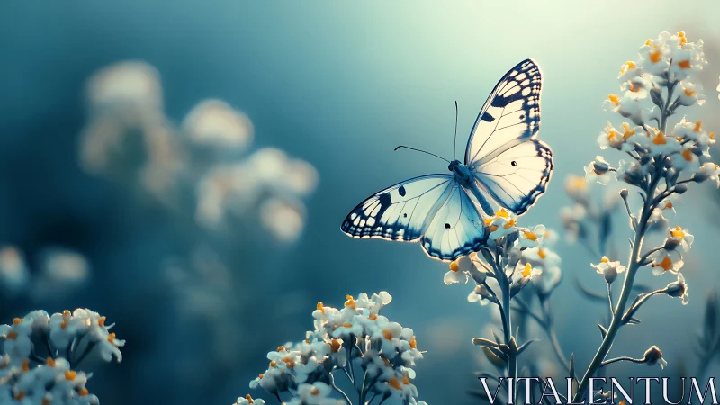 Moonlit wings linger softly above frost-tipped blossoms